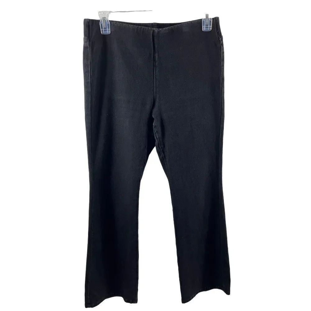 Soft Surroundings Pull On Flare Bootcut Stretch Jeans Size Medium Black Denim